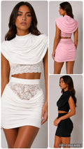 Drape lace skirt and top co-ord