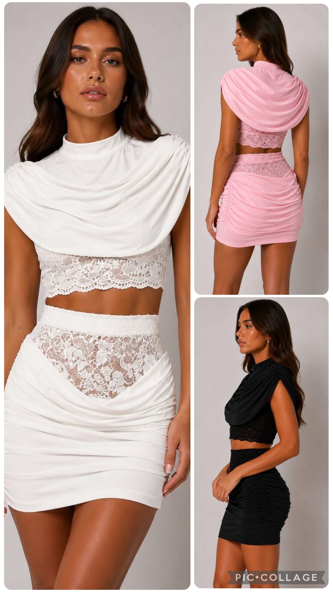 Drape lace skirt and top co-ord