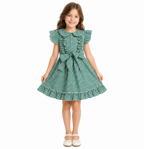 Gingham ruffle bow dresses