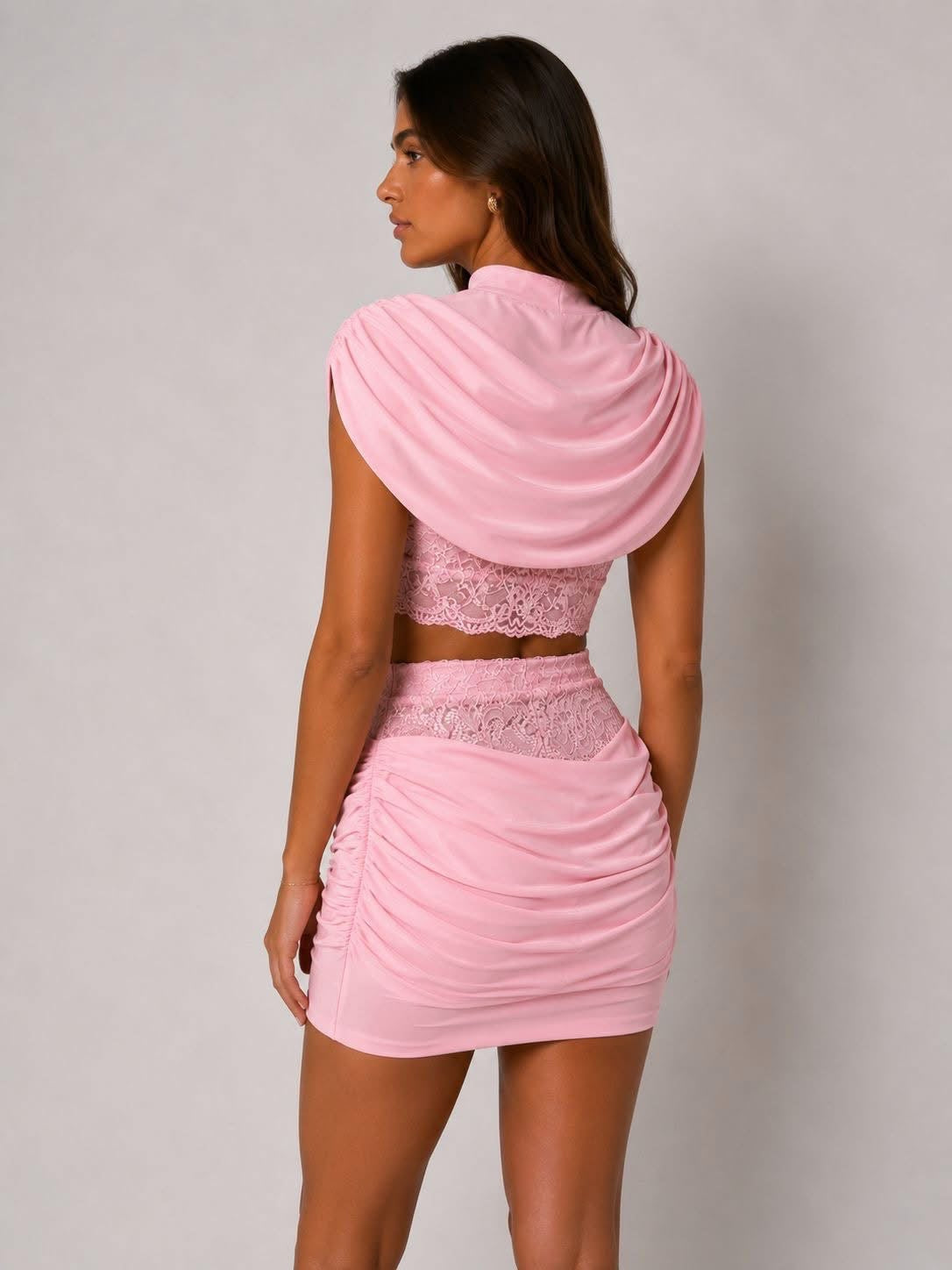 Drape lace skirt and top co-ord