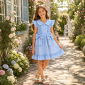 Gingham ruffle bow dresses
